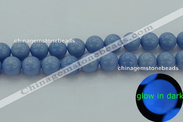 CLU107 15.5 inches 18mm round blue luminous stone beads