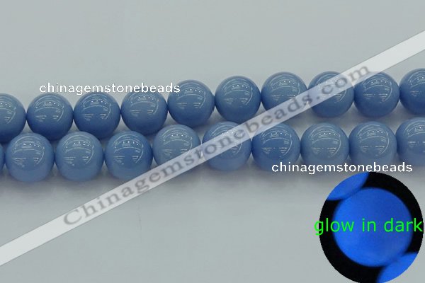CLU108 15.5 inches 20mm round blue luminous stone beads