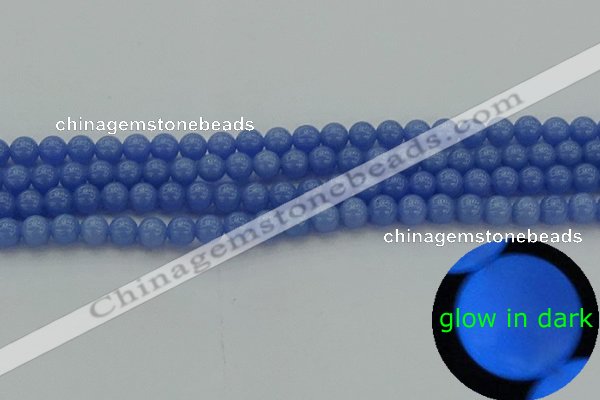 CLU110 15.5 inches 4mm round blue luminous stone beads