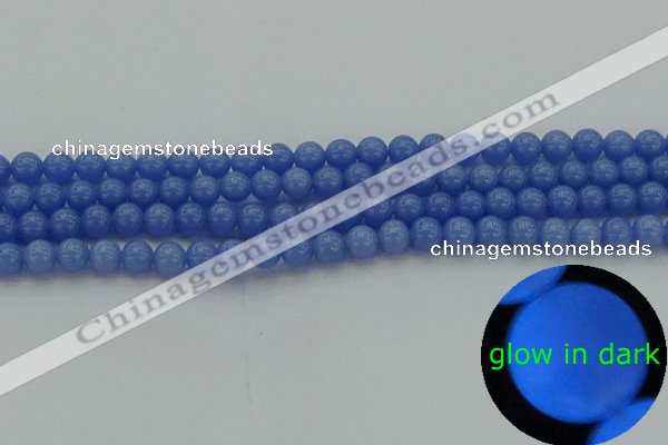 CLU111 15.5 inches 6mm round blue luminous stone beads