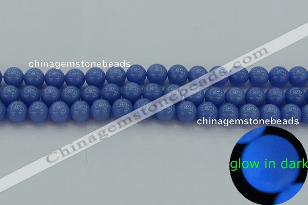 CLU112 15.5 inches 8mm round blue luminous stone beads