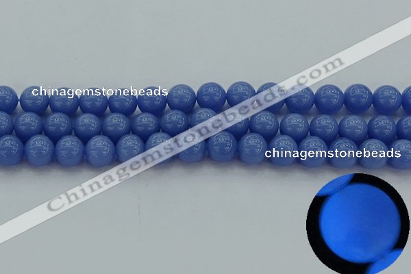 CLU113 15.5 inches 10mm round blue luminous stone beads