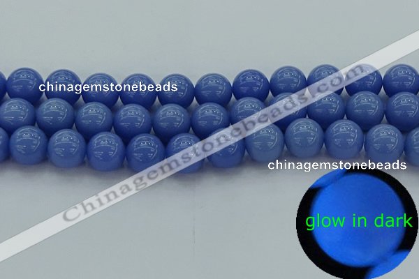 CLU115 15.5 inches 14mm round blue luminous stone beads