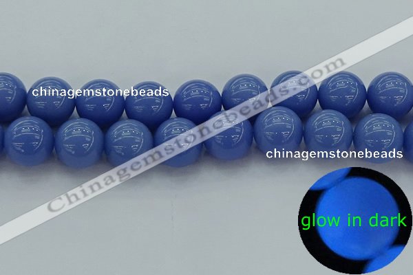 CLU118 15.5 inches 20mm round blue luminous stone beads