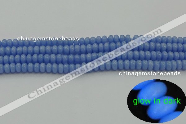 CLU120 15.5 inches 4*6mm rondelle blue luminous stone beads