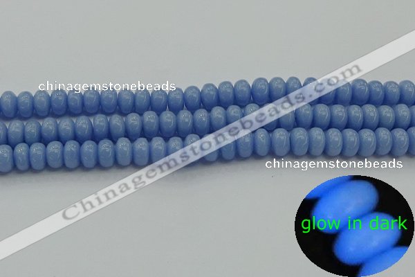 CLU121 15.5 inches 5*8mm rondelle blue luminous stone beads