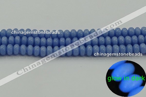 CLU126 15.5 inches 5*8mm rondelle blue luminous stone beads