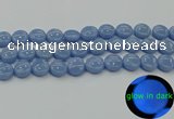 CLU133 15.5 inches 14mm flat round blue luminous stone beads