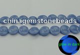 CLU135 15.5 inches 18mm flat round blue luminous stone beads