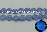CLU136 15.5 inches 20mm flat round blue luminous stone beads