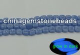 CLU151 15.5 inches 10*10mm square blue luminous stone beads