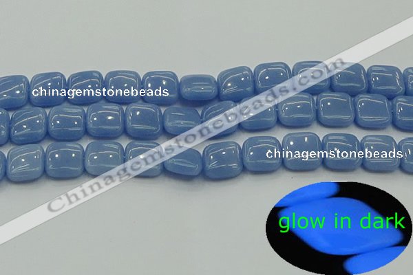 CLU152 15.5 inches 12*12mm square blue luminous stone beads