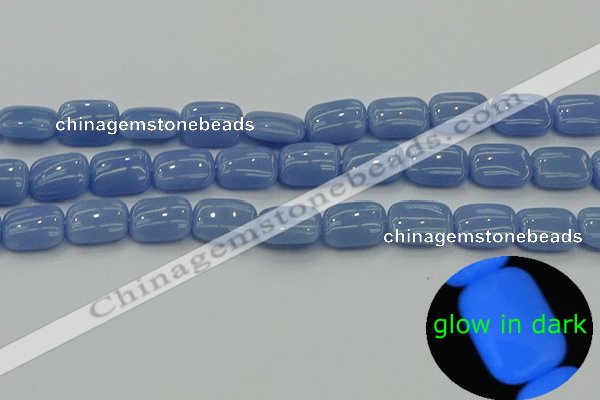 CLU161 15.5 inches 10*14mm rectangle blue luminous stone beads