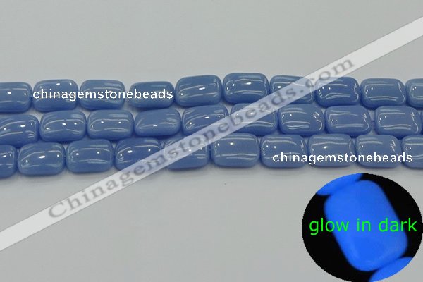 CLU162 15.5 inches 12*16mm rectangle blue luminous stone beads