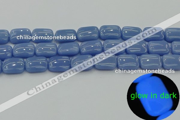 CLU163 15.5 inches 13*18mm rectangle blue luminous stone beads