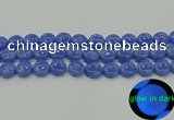 CLU172 15.5 inches 12mm flat round blue luminous stone beads