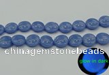 CLU175 15.5 inches 18mm flat round blue luminous stone beads