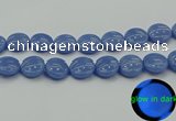 CLU176 15.5 inches 20mm flat round blue luminous stone beads