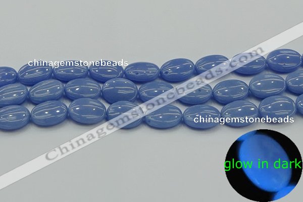 CLU183 15.5 inches 13*18mm oval blue luminous stone beads