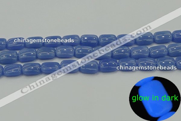 CLU201 15.5 inches 10*14mm rectangle blue luminous stone beads