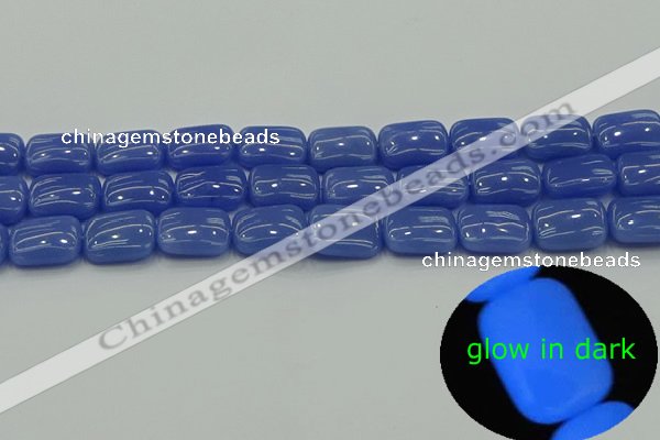 CLU202 15.5 inches 12*16mm rectangle blue luminous stone beads