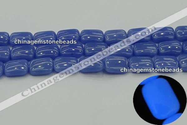 CLU204 15.5 inches 15*20mm rectangle blue luminous stone beads