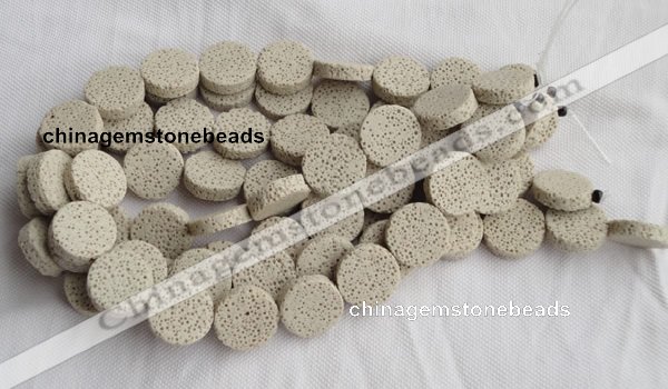 CLV17 14 inches 6*21mm coin milk white natural lava loose beads