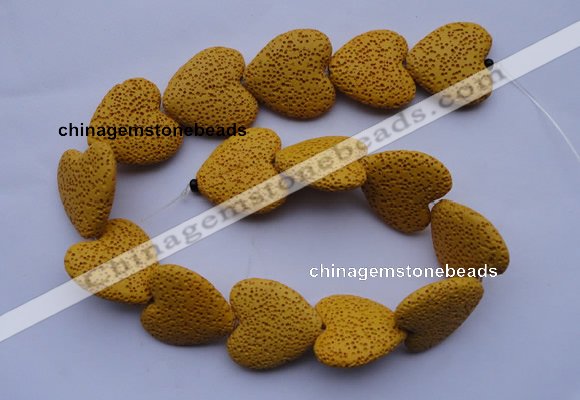 CLV18 15 inches 8*27mm heart yellow natural lava beads strand wholesale