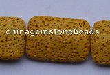 CLV19 15 inches 19*28mm rectangle yellow natural lava beads wholesale