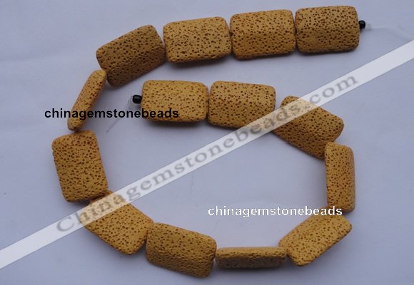 CLV19 15 inches 19*28mm rectangle yellow natural lava beads wholesale