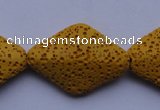 CLV20 15 inches 22*32mm rhombus yellow natural lava beads wholesale