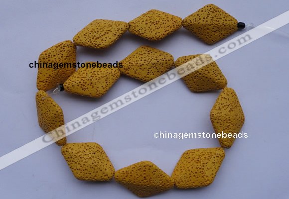 CLV20 15 inches 22*32mm rhombus yellow natural lava beads wholesale