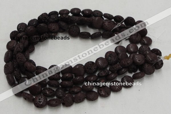 CLV208 15.5 inches 16mm flat round coffee natural lava beads wholesale