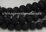 CLV211 15.5 inches 6mm round black natural lava beads wholesale