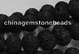 CLV214 15.5 inches 12mm round black natural lava beads wholesale