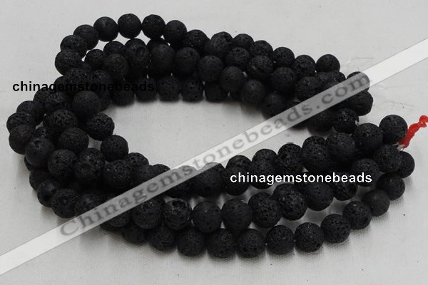 CLV215 15.5 inches 14mm round black natural lava beads wholesale