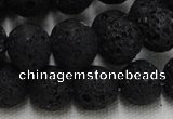 CLV216 15.5 inches 16mm round black natural lava beads wholesale