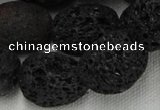 CLV217 15.5 inches 20*26mm freeform black natural lava beads wholesale