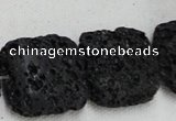 CLV218 15.5 inches 30*30mm square black natural lava beads wholesale