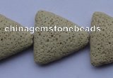 CLV23 15 inches 22*26mm triangle milk white natural lava beads wholesale