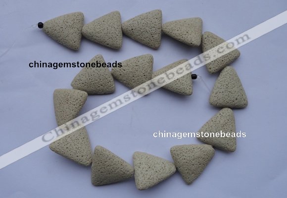 CLV23 15 inches 22*26mm triangle milk white natural lava beads wholesale