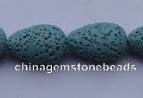 CLV24 15.5 inches 13*19mm teardrop blue natural lava beads wholesale