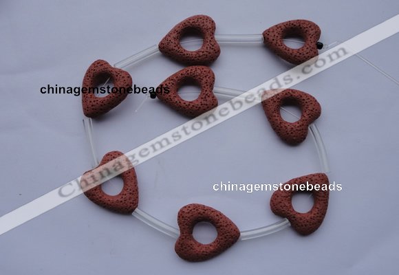 CLV26 15.5 inches 27*29mm heart red natural lava beads wholesale