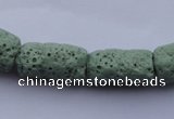 CLV27 15.5 inches 10*18mm column shape green natural lava beads wholesale