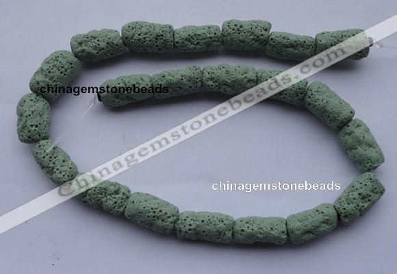 CLV27 15.5 inches 10*18mm column shape green natural lava beads wholesale