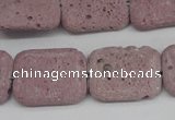 CLV301 15.5 inches 15*20mm rectangle lava beads wholesale