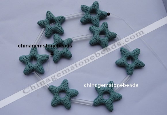 CLV31 15.5 inches 7*32mm star blue natural lava beads wholesale