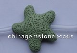 CLV33 16 inches 11*38mm star green natural lava beads wholesale