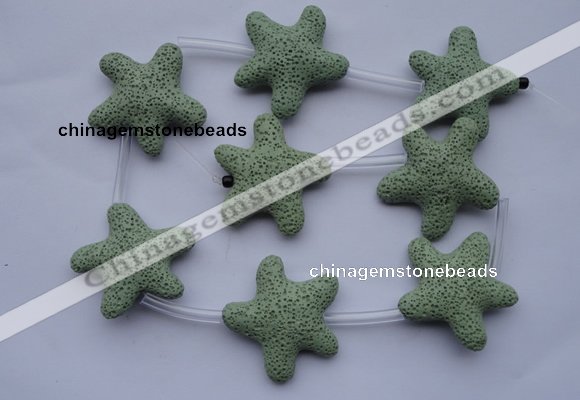 CLV33 16 inches 11*38mm star green natural lava beads wholesale