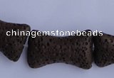 CLV35 15.5 inches 12*20mm pillow-shaped chocolate natural lava beads